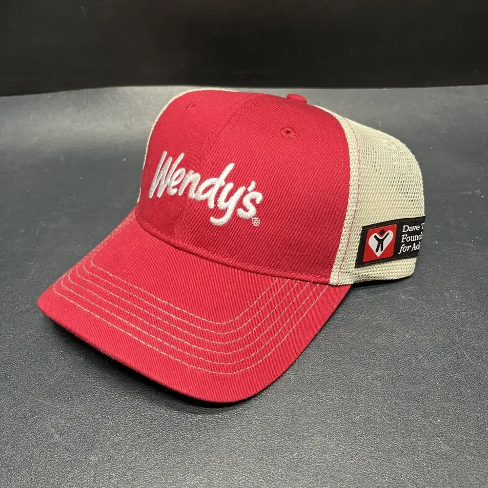 Wendy’s Adjustable Trucker Hat Red Embroidered Dave Thomas Foundation Cap
